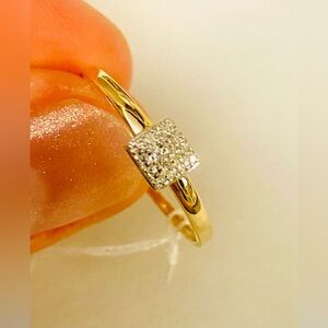 Gold and Silver Diamond Cluster Ring